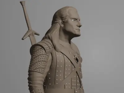 THE WITCHER man holding sword 3D print model