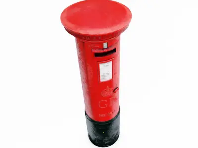 Red Post Box Letter Box Royal Mail Post Office Model Low-poly 3D model