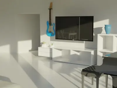 White Mansion Living Room Free 3D model