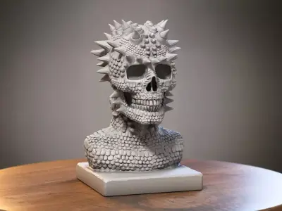 Robot Skull dragon bust Cyborg skull dragon 3D print model