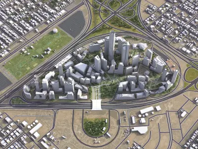 Riyadh - King Abdullah Financial District Low-poly 3D model