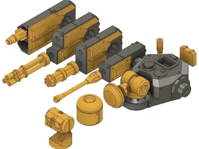 Extra Turrets - AA and Autoloader - 28mm Sci-Fi 3D print model