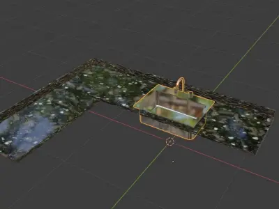 Kitchen counter top L-shaped with sink 3D model