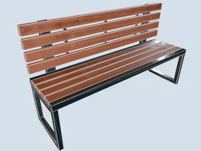 Street bench low poly pbr game ready Low-poly 3D model purchase