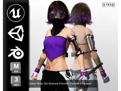 Cyberpunk Female Fighters Sci Fi 3D Model Pack