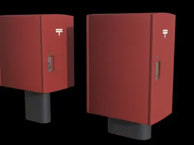 Japanese PostBox Pack Low-poly 3D model