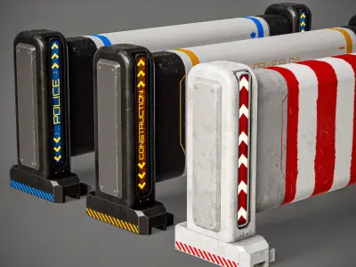 Sci-fi Barricade PBR Low-poly 3D model