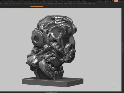 robot head bust a12 3d print model 3D print model