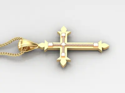 High Cross Pendant Light Gold 18K 4CP074 3D print model