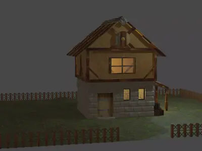 medieval village house Low-poly 3D model