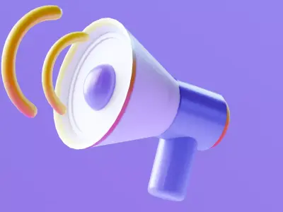 Marketing Icons - Megaphone Low-poly 3D model