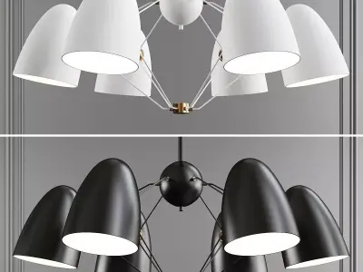 Eta-e27 modern chandelier with four lights Low-poly 3D model