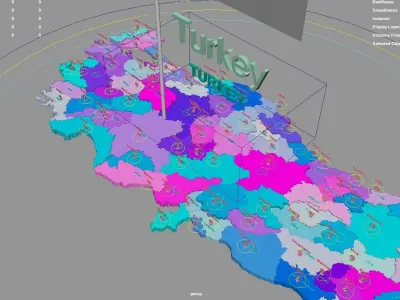 Turkey map region geography political geographic administrative 3D model