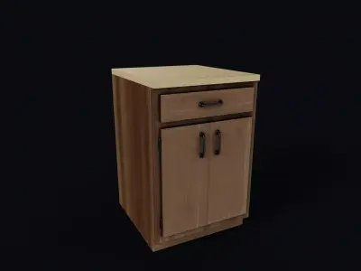Kitchen Counter 80s Low-poly 3D model
