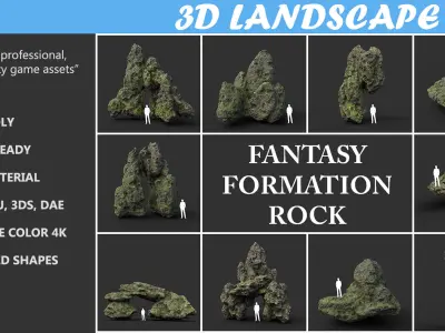 Low poly Fantasy Formation Rock Pack B 200214 Low-poly 3D model