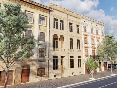 Classic stone facade-Building Classic Facade Element 3D model