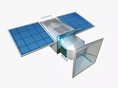 Satellite E03 White Blue - SciFi Space Design Low-poly 3D model