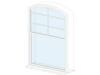 Curved Sash with glazing bars top amp bottom 3D model