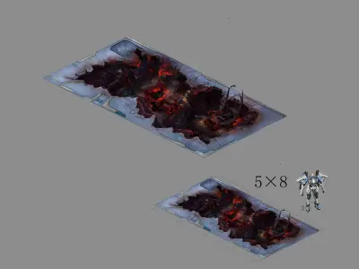 Roadblock - laser damage pavement 01 3D model
