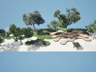 Realistic Park 3D Scene Low-poly 3D model