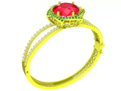 Elegant Halo Round Stone Engagement Ring Jewelry 6142 3D print model