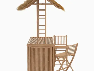 Bamboo beach bar tiki 3D model