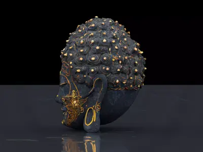 Buddha head sculpture Low-poly 3D model