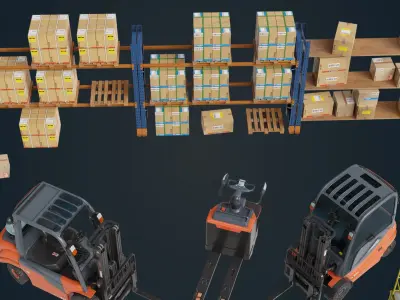  Cargo Pallets and Forklift Trucks Collection1 