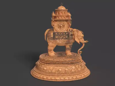 Golden Elephant Figurine  Low-poly 3D model