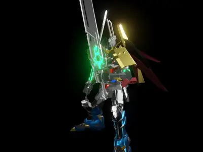 TheMechaNoid 7 gundam character holding sword 3D model