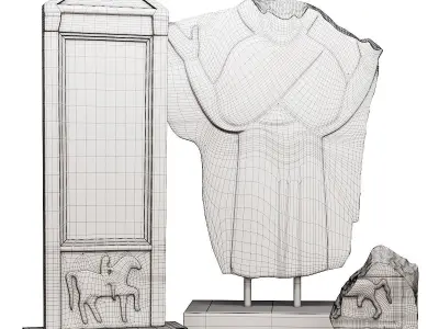 Roman tombstones and marble relief 3D model
