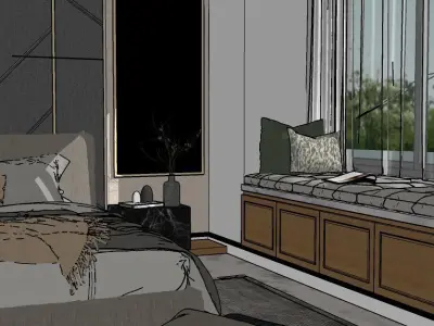 Bedroom - SketchUp V-Ray 3D model
