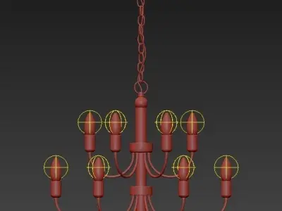Antique Brass 12 Light Chandelier 3D model