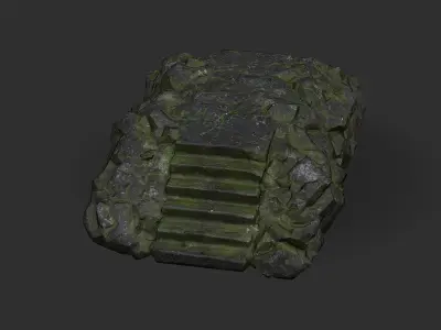 Stairs stone staircase 06 Low-poly 3D model