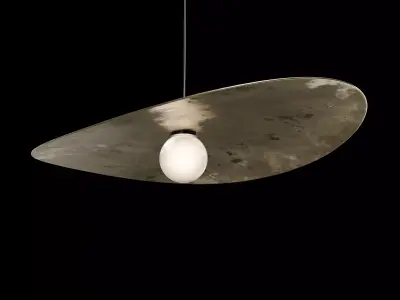 Modern Minimalist Pendant Lamp with Metal Disc Shade Low-poly 3D model