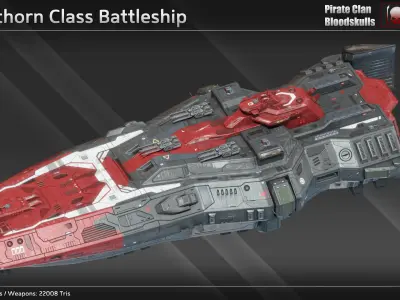 Pirate Clan Bloodskulls Spaceship Collection 3D Model Pack