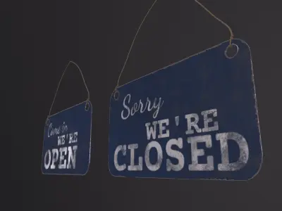 Old Open And Close Sign 3D Model Low-poly 3D model