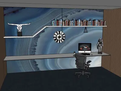 study  desk 3d model Free 3D model