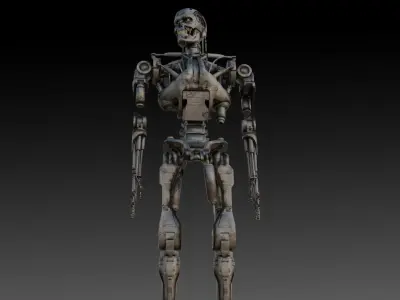 Damaged T-800 Terminator Explosive Damage 3D Model Low-poly 3D model