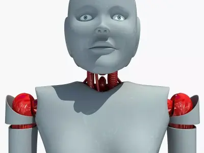 Rigged Robotic Red Waist Female  3D model
