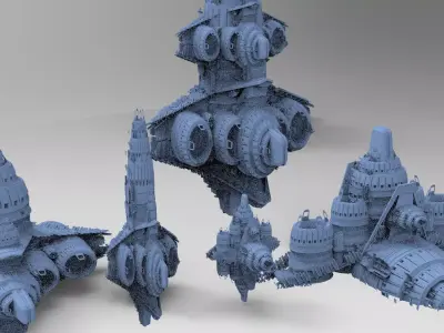 Star Freighter Grand battleship 5 designs  3D model