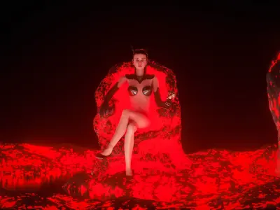 Cute girl sitting on the throne 3D Render 3D model