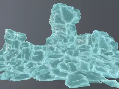 Stone piece of turquoise rock Low-poly 3D model