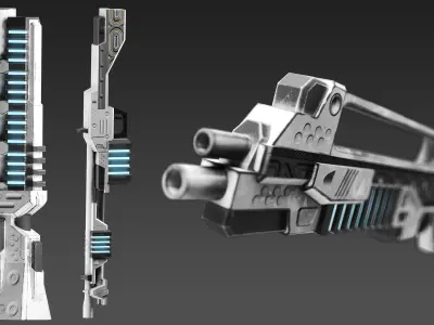 low poly game ready PBR SciFi weapon bundle Low-poly 3D model
