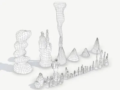 Stalagmites Models Set Low-poly 3D model