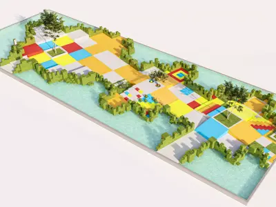 Artistic Aquatic Children Play Area Low-poly 3D model