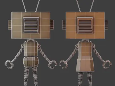 Rusty Litlle Couple Robot Low-poly 3D model