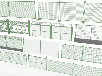 Chain Link Wire Fence 3D model