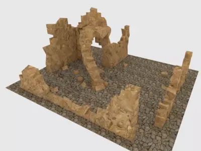 Blender 3D House Ruins Free low-poly 3D model