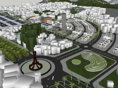 Urban planning by sketchup and vray 3D model